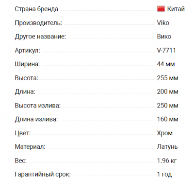 Смеситель VIKO V-7711 для раковины