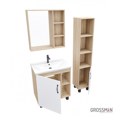 Тумба Grossman Флай-70 дуб сонома/белая (под раковину Фостер-70)