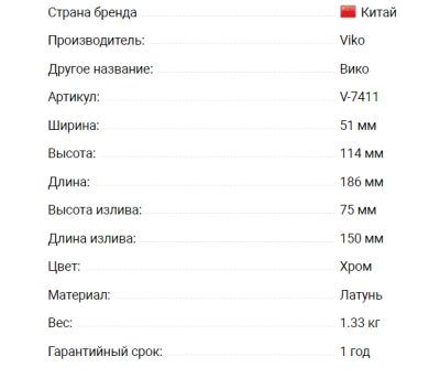 Смеситель VIKO V-7411 для раковины