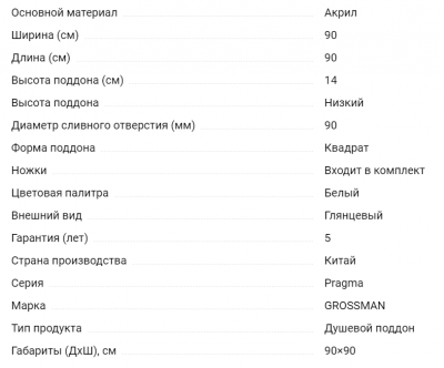 Душевой поддон PR-ST-100 (100*100) полукруг *