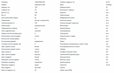 Душевая кабина NG-3150-01 (1500*700*2200) высокий поддон