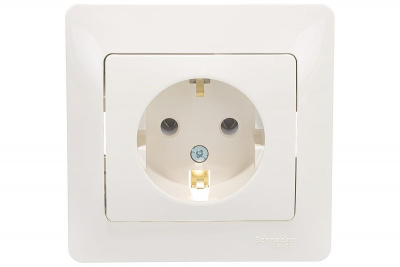 Розетка Schneider Glossa 242 1м в сборе c/заземл бежевая