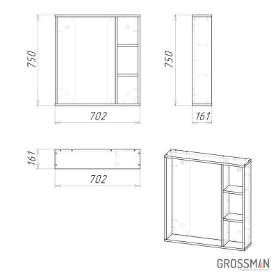 Зеркало Grossman Флай-70 дуб сонома