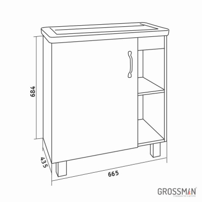 Тумба Grossman Флай-70 дуб сонома/белая (под раковину Фостер-70)