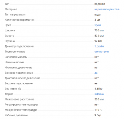 Полотенцесушитель водяной Terminus М-образн 500*700