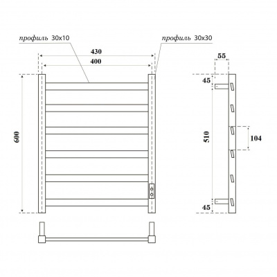 Полотенцесушитель электр Point Атлант PN18846W П6 430*600 белый